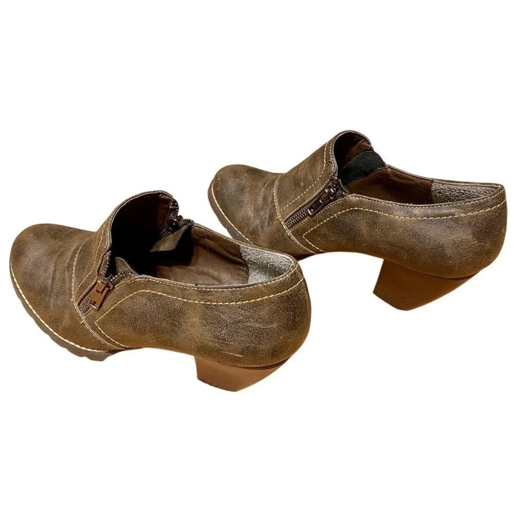 Ruff Hewn Leather Ankle Boots w/ Side Zippers Detail